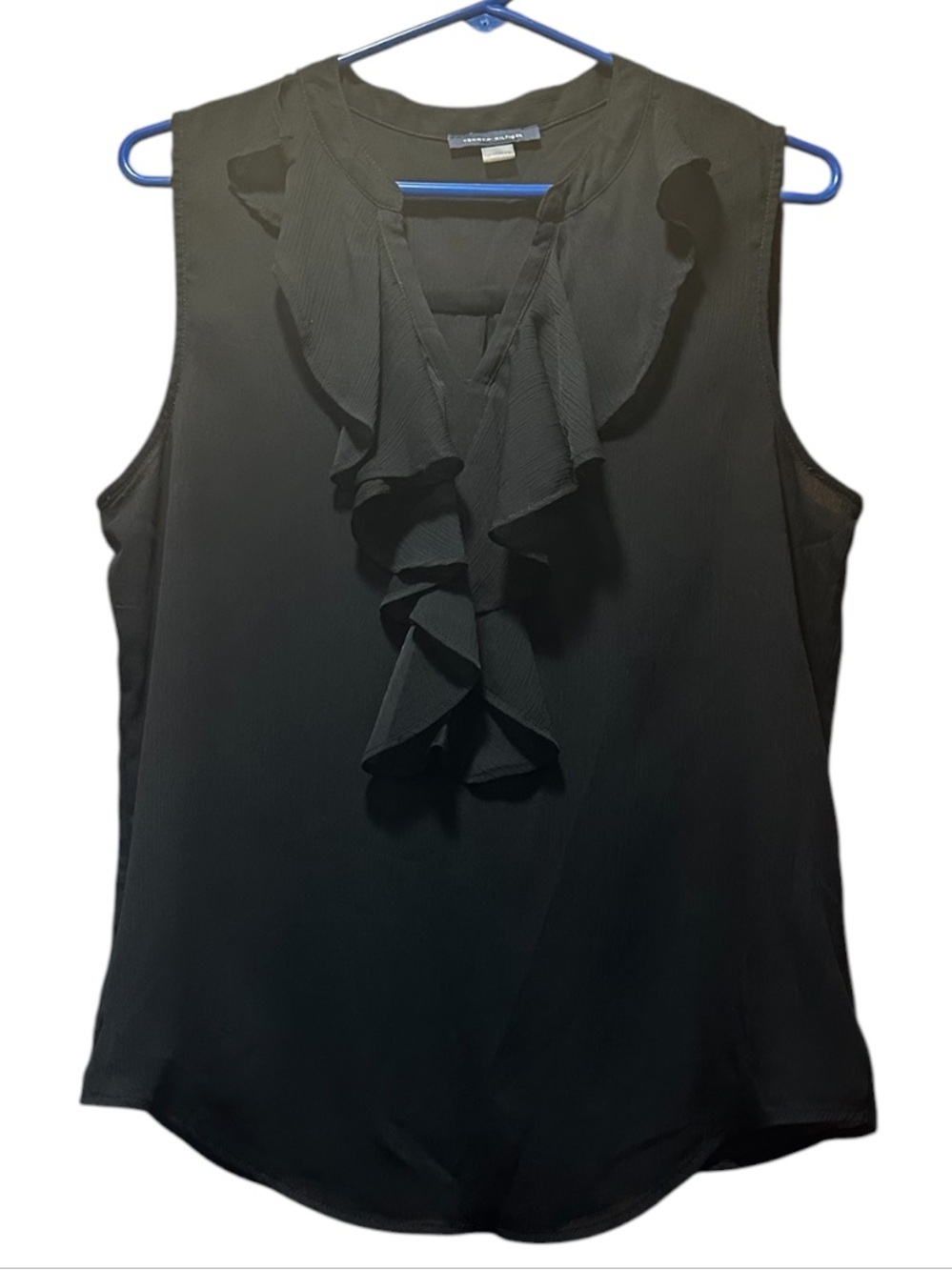 Tommy Hilfiger Black Ruffle Front Sleeveless Top